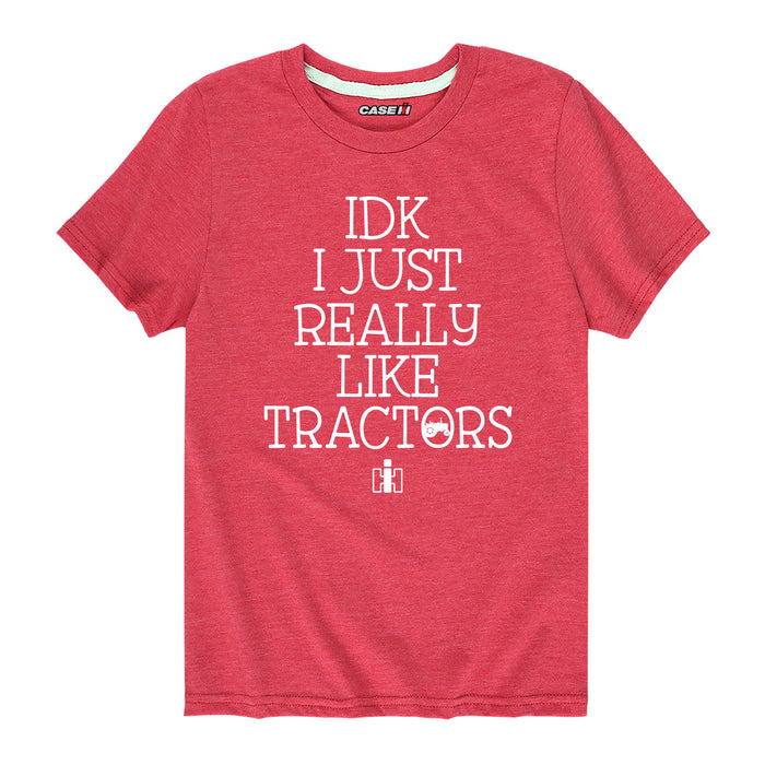 IDK I Like Tractors IH Boys Short Sleeve Tee