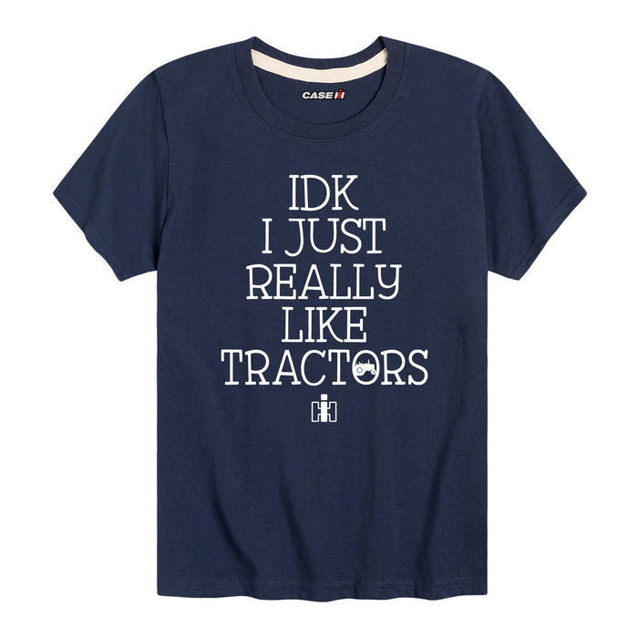 IDK I Like Tractors IH Boys Short Sleeve Tee