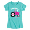 Pink Farmall Tractor Hearts Girls Short Sleeve Tee