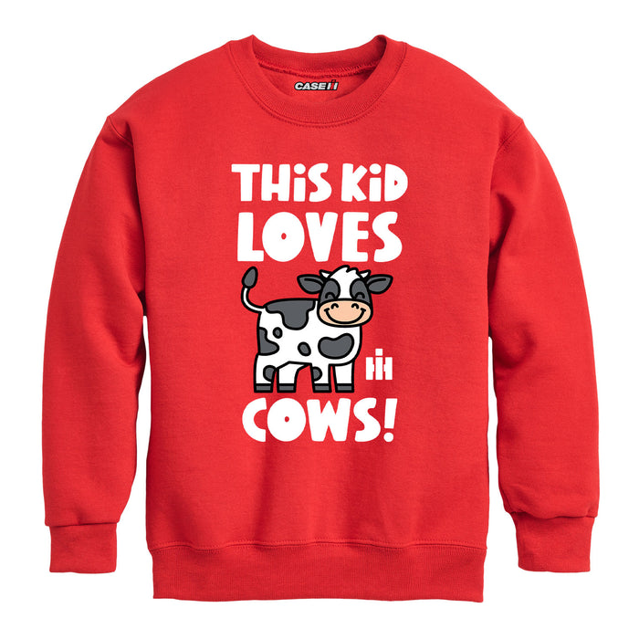 This Kid Loves Cows IH Kids Crew Fleece