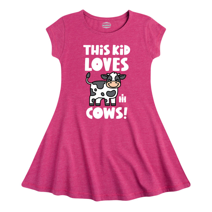 This Kid Loves Cows IH Girls Fit And Flare Dress