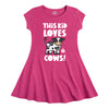 This Kid Loves Cows IH Girls Fit And Flare Dress