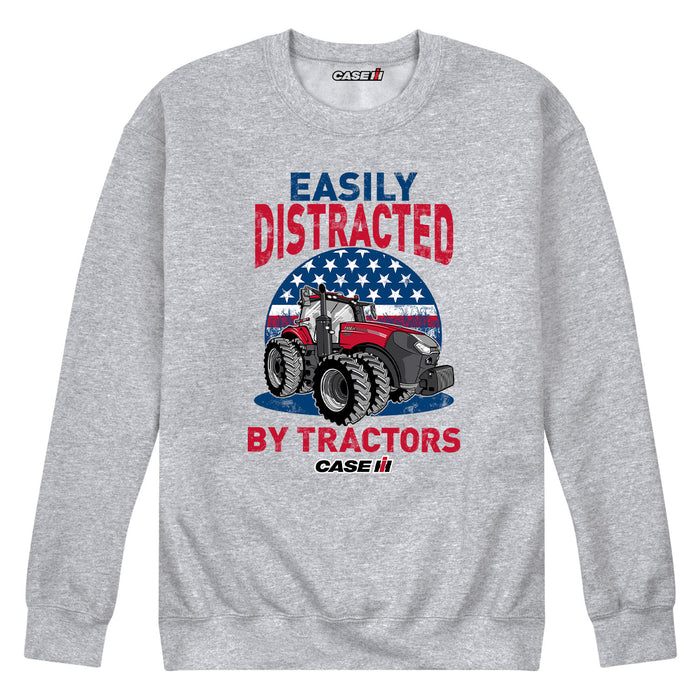 Easily Distracted by Tractors Mens Crew Fleece