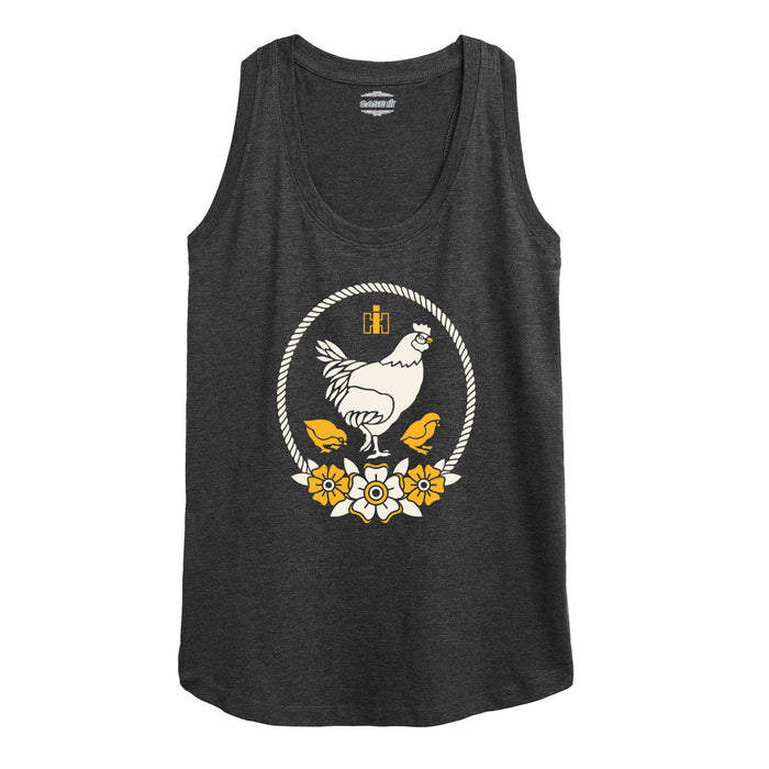 IH Chicken and Flowers Womens Racerback Tank