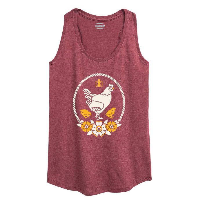 IH Chicken and Flowers Womens Racerback Tank