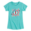 IH Patriotic Flowers Girls Short Sleeve Tee