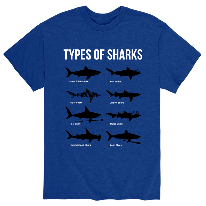Types Of Sharks Grid Adult Short Sleeve Tee