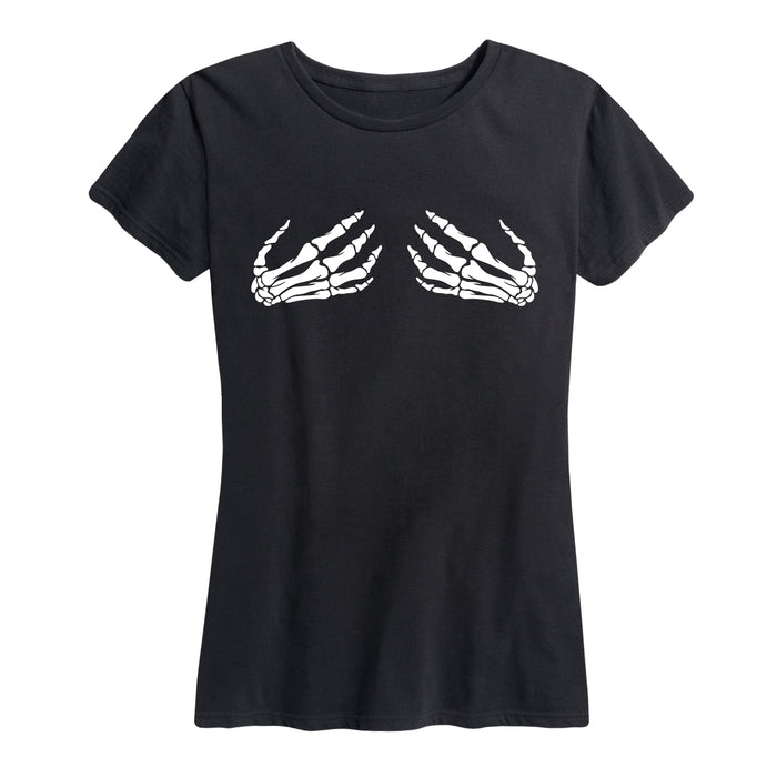 Skeleton Hands, Chest Ladies Short Sleeve Classic Fit Tee