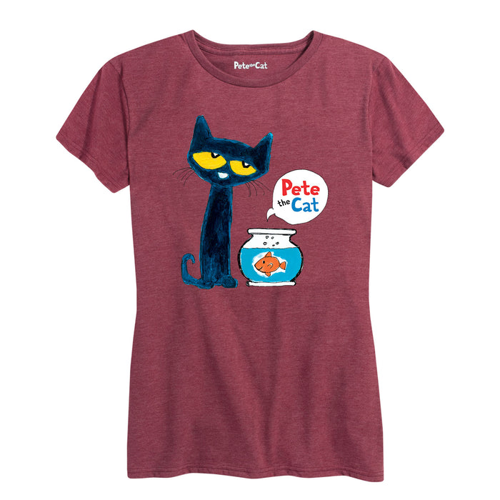 Pete The Cat Pete And Goldfish Womenss Short Sleeve Classic Fit Tee