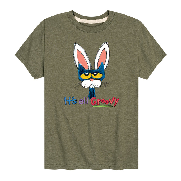 Pete the Cat Pete Bunny Nose Ears All Groovy Youth Short Sleeve Tee