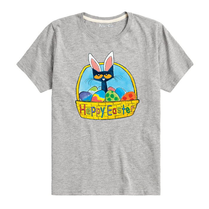 Pete the Cat Pete In Easter Basket Youth Short Sleeve Tee