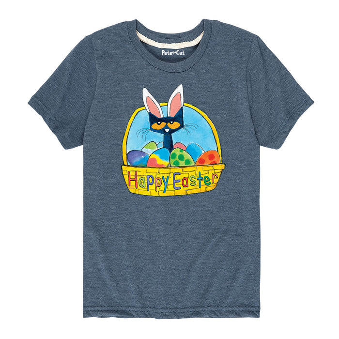 Pete the Cat Pete In Easter Basket Youth Short Sleeve Tee