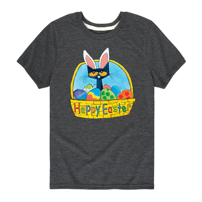 Pete the Cat Pete In Easter Basket Youth Short Sleeve Tee