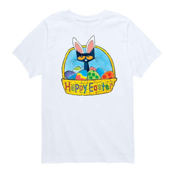 Pete the Cat Pete In Easter Basket Youth Short Sleeve Tee