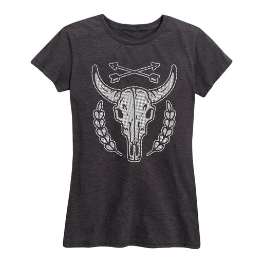 Steer Skull Crest - Adult Pocket Ladies Short Sleeve Classic Fit Tee