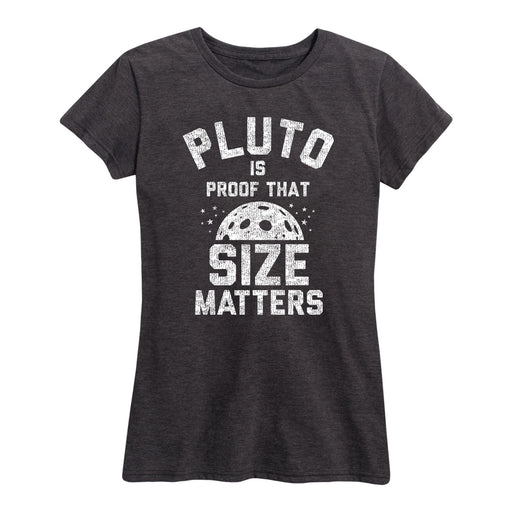 Pluto Proof Size Matters Ladies Short Sleeve Classic Fit Tee