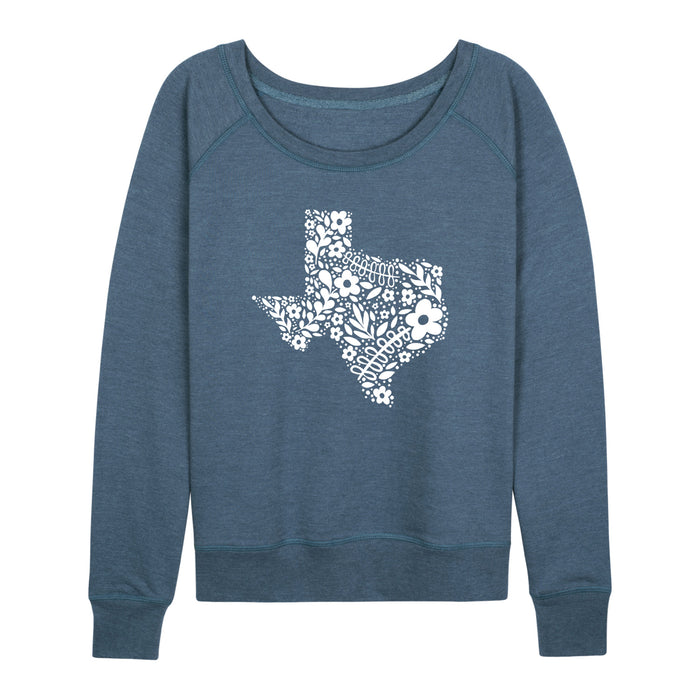 Floral Texas Fill Ladies French Terry Pullover