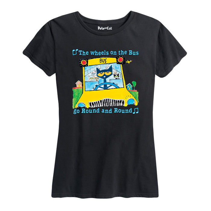 Pete The Cat Wheels On The Bus Multi Womenss Short Sleeve Classic Fit Tee