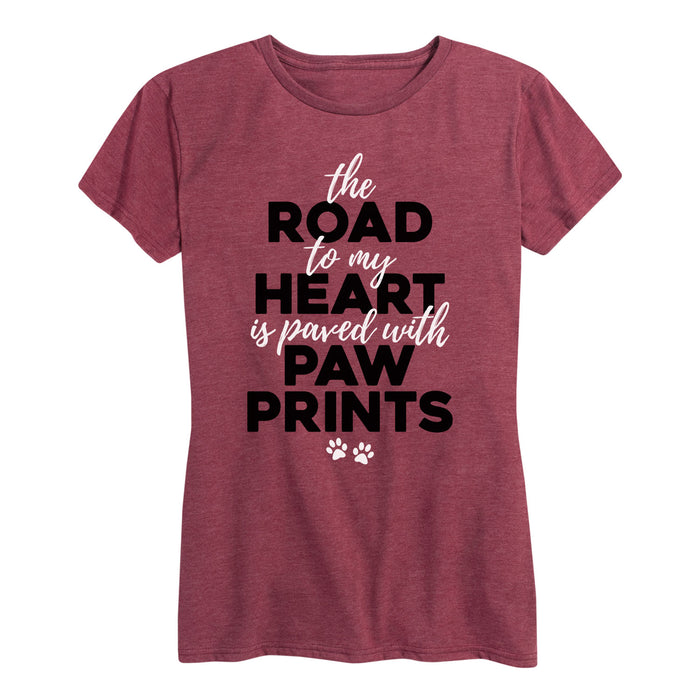 The Road To My Heart Is Paved With Paw Prints Ladies Short Sleeve Classic Fit Tee