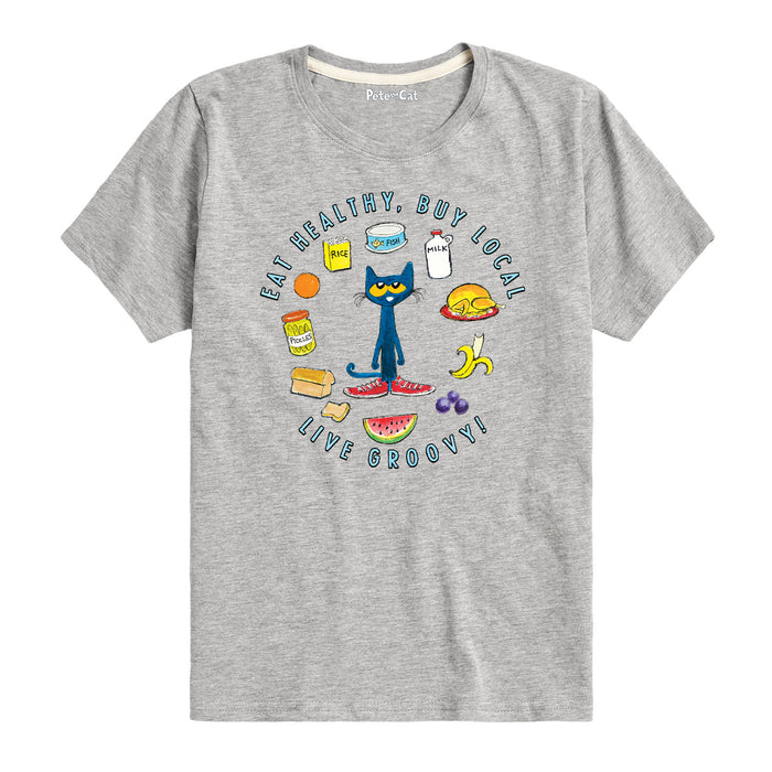 Pete The Cat Food Groups Kids Short Sleeve Tee