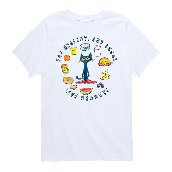 Pete The Cat Food Groups Kids Short Sleeve Tee