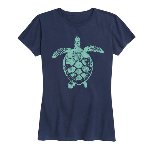 Sea Turtle Illustration Ladies Short Sleeve Classic Fit Tee