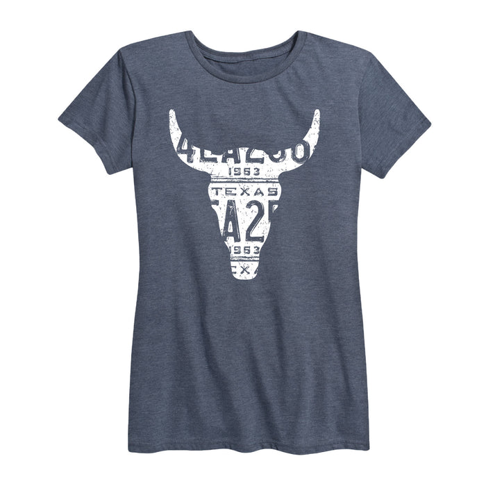 Texas License Plate Steer Ladies Short Sleeve Classic Fit Tee