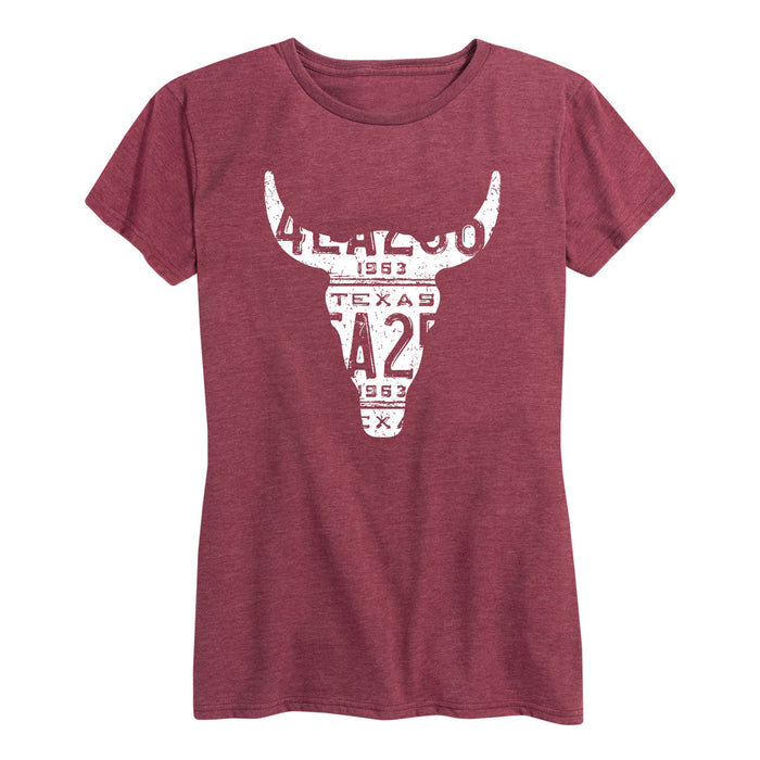 Texas License Plate Steer Ladies Short Sleeve Classic Fit Tee