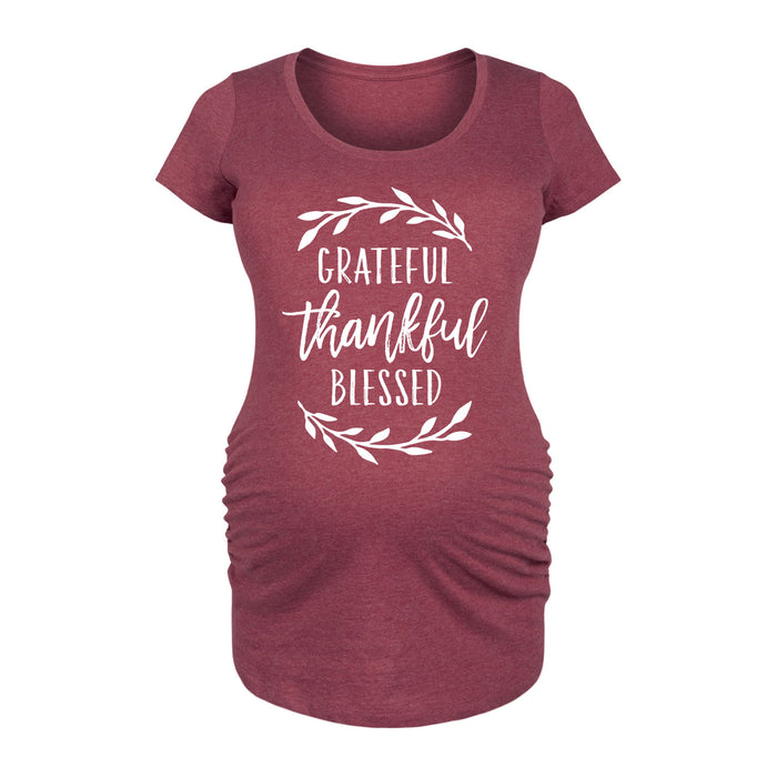 Grateful Thankful Blessed Maternity Scoop Neck Tee