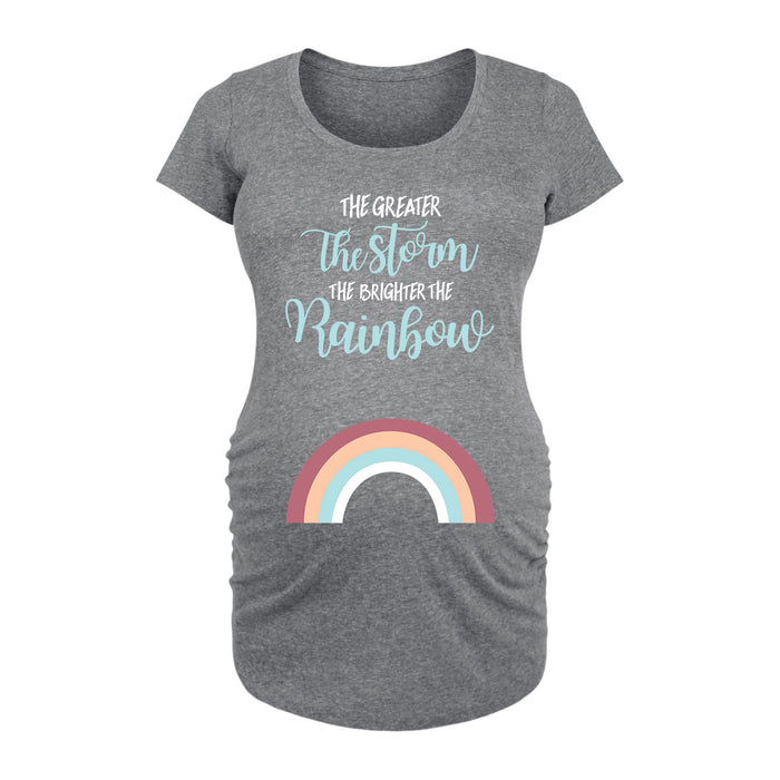 The Greater The Storm Rainbow 15 Inch Maternity Scoop Neck Tee