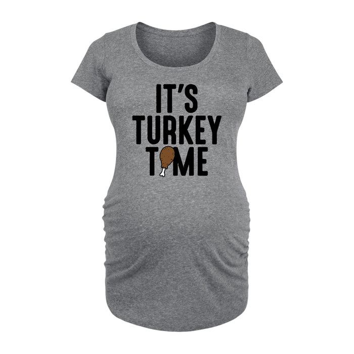 Its Turkey Time Adult Maternity Scoop Neck Tee