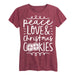 Peace Love Christmas Cookies Ladies Short Sleeve Classic Fit Tee