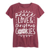 Peace Love Christmas Cookies Ladies Short Sleeve Classic Fit Tee