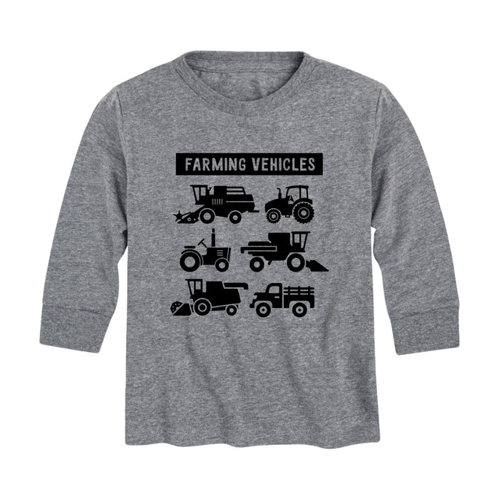 Farming Vehicles Kids Long Sleeve Tee