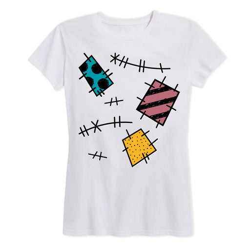Scattered Stitches And Patches Ladies Short Sleeve Classic Fit Tee