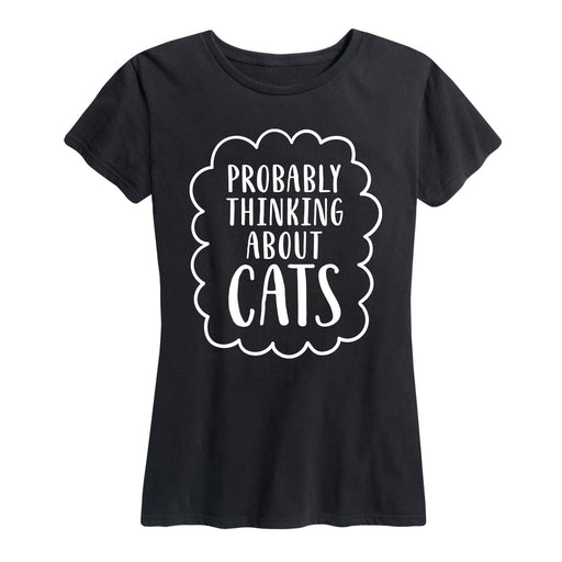 Probably Thinking About Cats Ladies Short Sleeve Classic Fit Tee