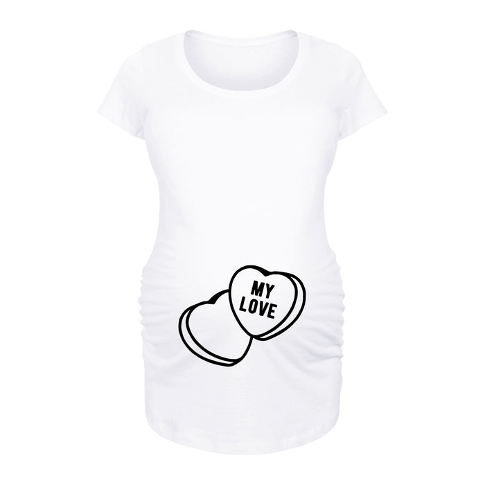 My Love Candy Heart Maternity Scoop Neck Tee