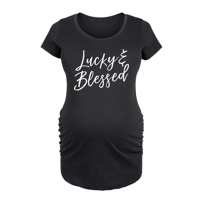 Lucky And Blessed Maternity Scoop Neck Tee