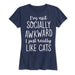 Not Socially Awkward Like Cats Ladies Short Sleeve Classic Fit Tee