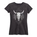Steer Skull Feathers Abstract Ladies Short Sleeve Classic Fit Tee