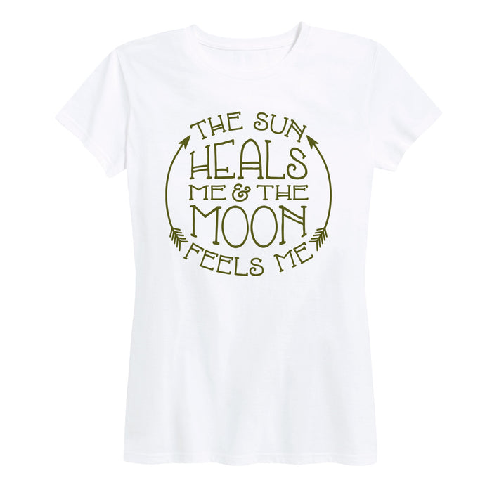 Sun Heals Me Moon Feels Me Ladies Short Sleeve Classic Fit Tee