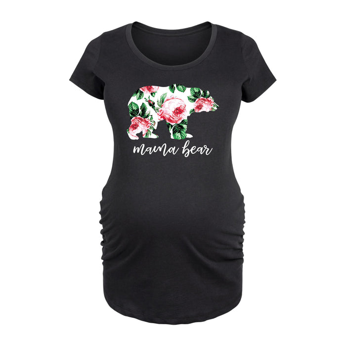 Mama Bear Floral Fill Womens Maternity Scoop Neck Tee