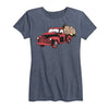 Vintage Truck With Flowers Ladies Short Sleeve Classic Fit Tee