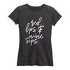 Red Lips And Wine Sips Ladies Short Sleeve Classic Fit Tee