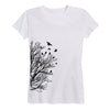 Tree Birds Side Hit Ladies Short Sleeve Classic Fit Tee