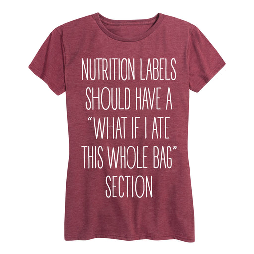 Nutrition Labels Eat Whole Bag Ladies Short Sleeve Classic Fit Tee