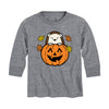 Pumpkin Peeking HedgehogKids Long Sleeve Tee