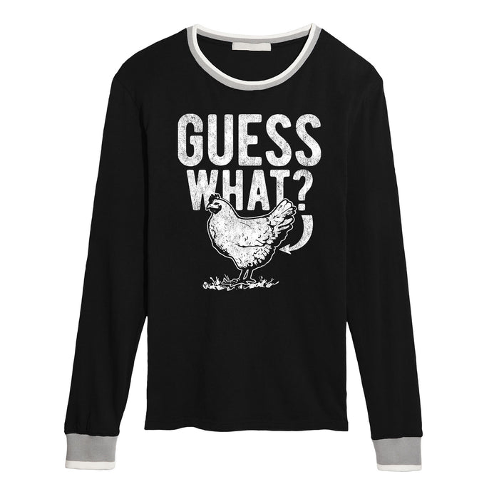 Guess What Chicken Butt - JUNK FOOD Adult Long Sleeve Ringer Tee