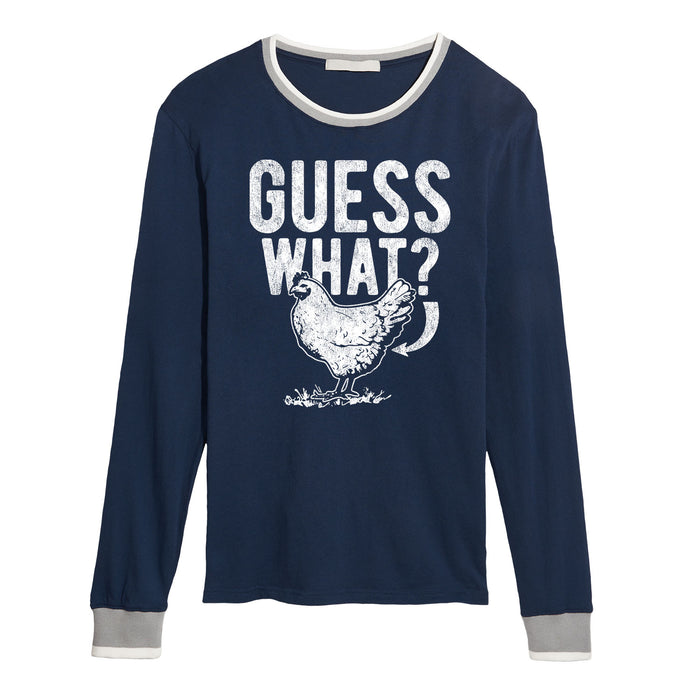 Guess What Chicken Butt - JUNK FOOD Adult Long Sleeve Ringer Tee