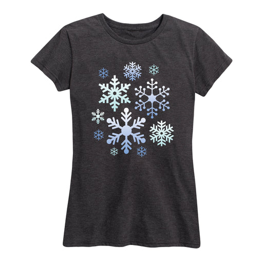 Ombre Snowflakes Ladies Short Sleeve Classic Fit Tee